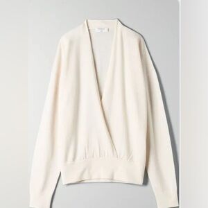 Aritzia Babaton Jotham Cream Cross Over Sweater